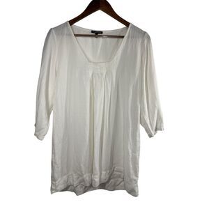 Eileen Fisher‎  Size Large White Linen Blend Boho Tunic 3/4 sleeves